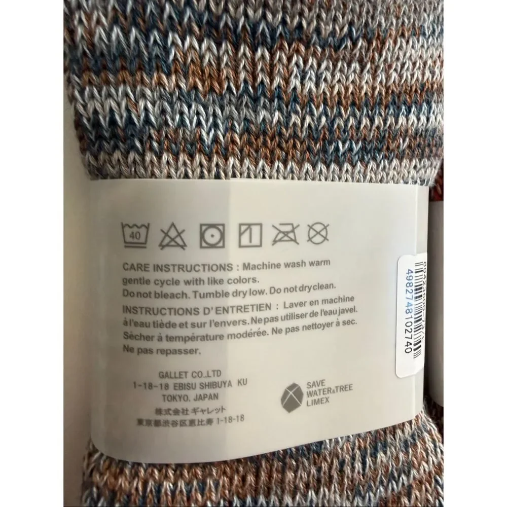 Anonymous ISM Socks Crew Made in Japan Cashmere Blend One Size Fits Most 2 Pair